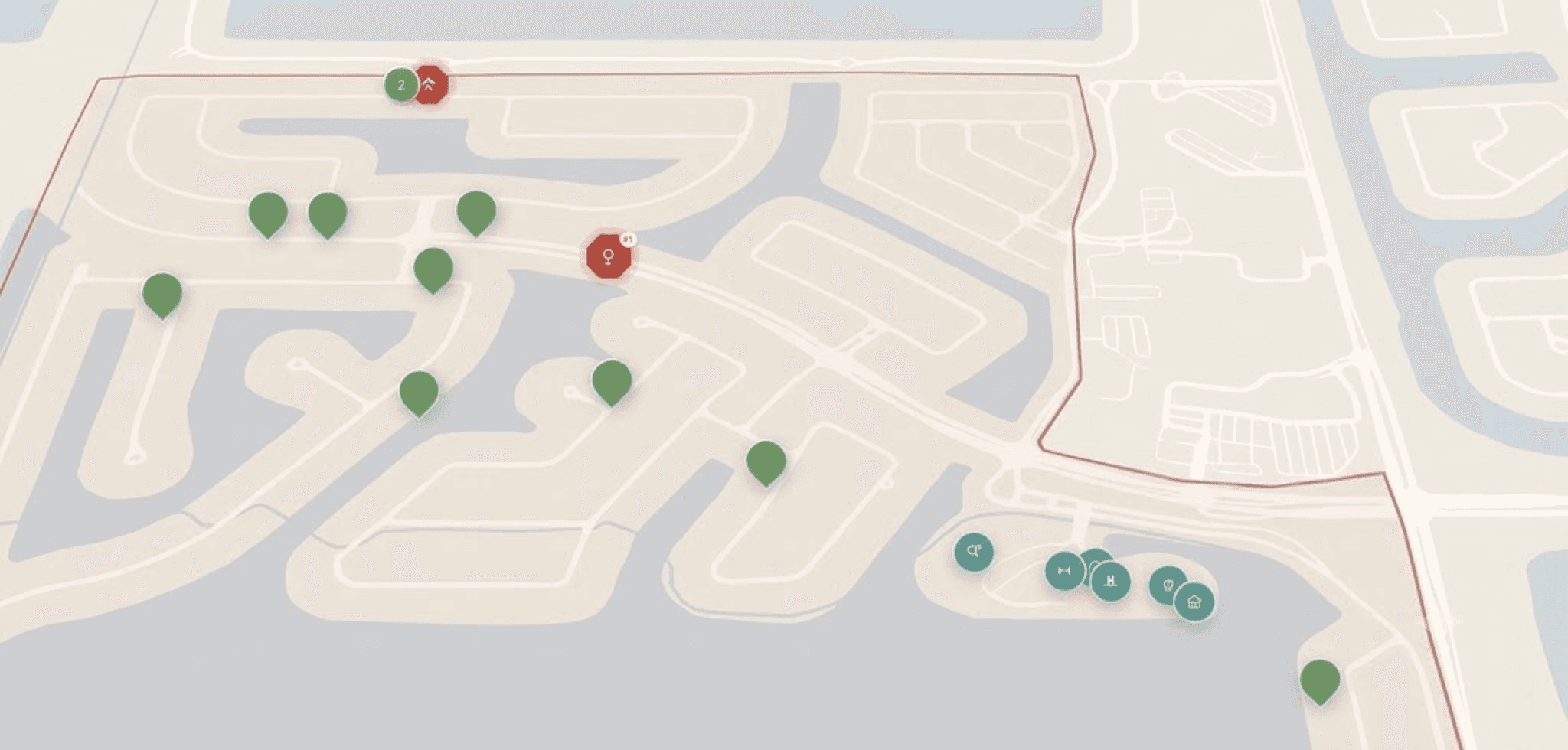 A map of a residential neighborhood, the community map in neighbors.fyi